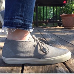 Grey suede low top sneakers